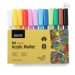 Brustro Acrylic (DIY) Fine Tip Marker Set of 12 - Basic 0.8MM for Craftworks, School Projects, and Other Presentations - Image 3