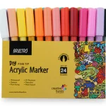 Brustro Acrylic (DIY) Fine Tip Marker Set of 24 - Basic 0.8MM, for Craftworks, School Projects, and Other Presentations