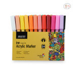Brustro Acrylic (DIY) Fine Tip Marker Set of 24 - Basic 0.8MM, for Craftworks, School Projects, and Other Presentations