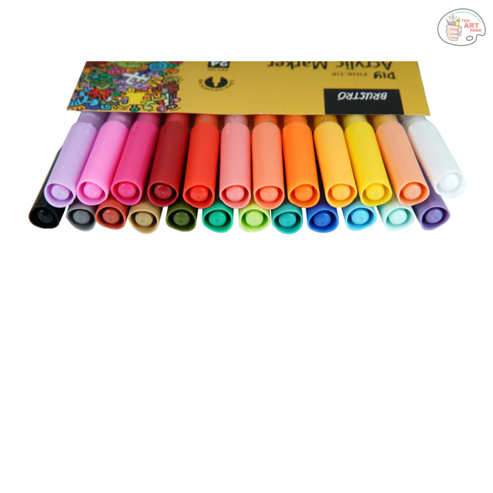 Brustro Acrylic (DIY) Fine Tip Marker Set of 24 - Basic 0.8MM, for Craftworks, School Projects, and Other Presentations - Image 2