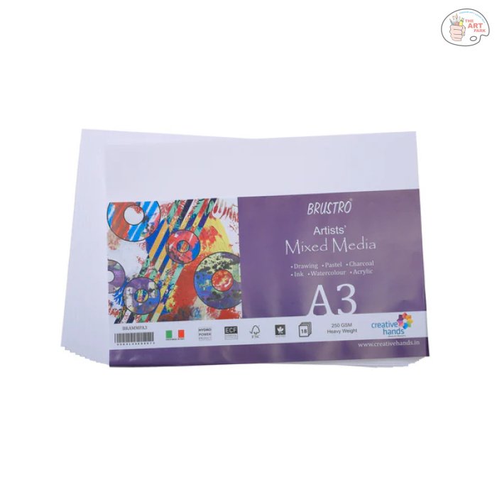 Brustro Artists Mixed Media Paper 250 GSM Size - A3, 18 Sheets - Image 2