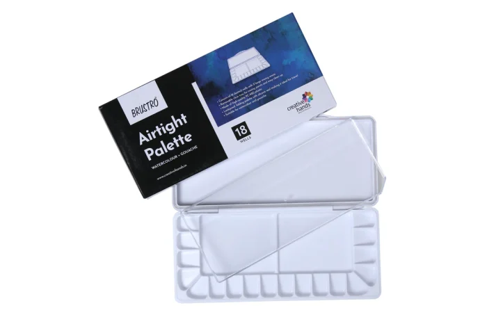 BRUSTRO Artists’ AIRTIGHT Palette 18 Wells with a Removable Clear Tray - Image 2