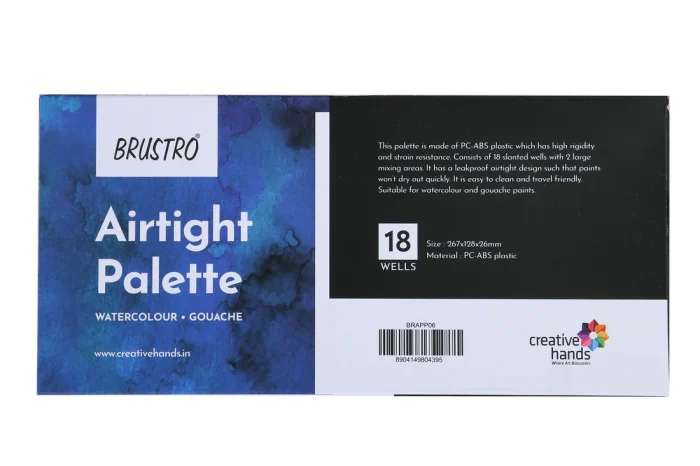 BRAPP06.2 BRUSTRO Artists’ AIRTIGHT Palette 18 Wells with a Removable Clear Tray - Image 1