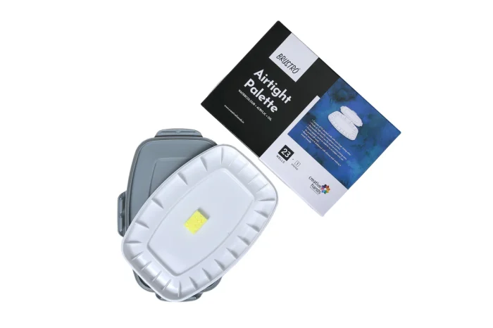 BRUSTRO Artists’ AIRTIGHT Peel-off Palette 23 Wells with Separable Lid made of Nanophase Ceramic (sponge included) - Image 5