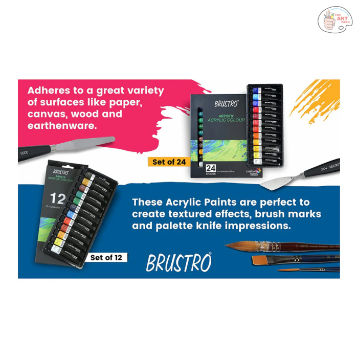 BRUSTRO Artists Acrylic Colour Set of 12 Colours X 12ML Tubes - Image 3