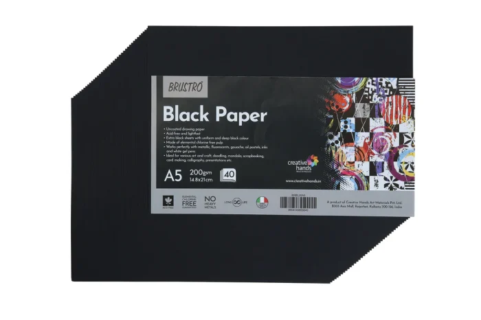 Brustro Black Paper - 200 GSM A5 Pack of 2 (40 Sheets Each Pack) - Image 2