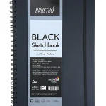 Brustro Black Sketchbook, Wiro Bound, Size A4, 200GSM (40 Sheets) 80 Pages