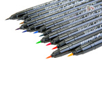 BRUSTRO Colour Brush Pens Set of 12 ( Pigment based , Hard tip brush pen ) Flexible tip for lettering and drawing techniques. - Image 3