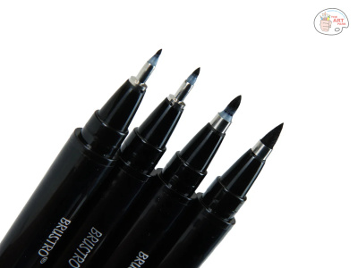 Brustro Fude Hard-tip Black Ink Brush Pen Set of 4. (Extra-fine/Fine/Medium/Bold) - Image 2