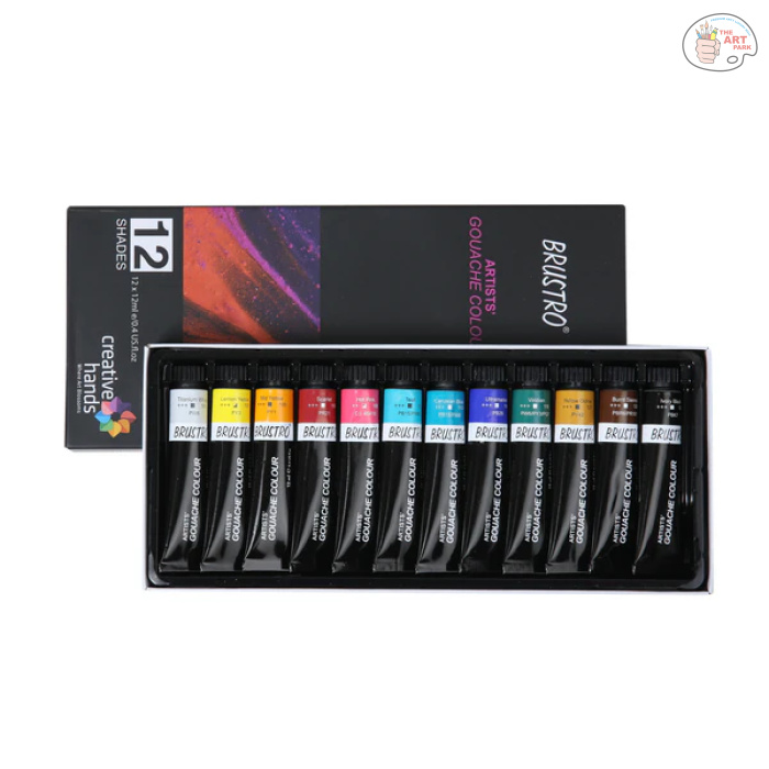 Brustro Artists Gouache Colour Set of 12 Colours X 12ML Tubes - Image 4