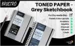 Brustro Toned Paper - Grey Sketchbook, Wiro Bound, Size A5 120GSM (60 Sheets) 120 Pages - Image 4
