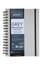 Brustro Toned Paper - Grey Sketchbook, Wiro Bound, Size A5 120GSM (60 Sheets) 120 Pages - Image 2