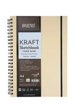 Brustro Toned Paper - Kraft Sketchbook, Wiro Bound, Size A4, 100GSM. (100 Sheets) 200 Pages - Image 2