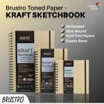Brustro Toned Paper - Kraft Sketchbook, Wiro Bound, Size A4, 100GSM. (100 Sheets) 200 Pages - Image 3