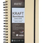 Brustro Toned Paper - Kraft Sketchbook, Wiro Bound, Size A5, 100GSM (100 Sheets) 200 Pages