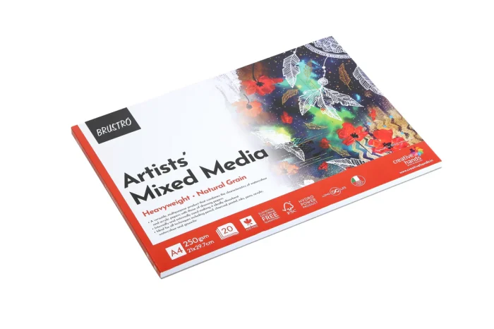 BRUSTRO Artists Mixed Media Glued Pad 250 GSM A4-20 Sheets - Image 2