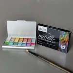 BRUSTRO Artist Metallic Watercolour Half Pans Set of 14 - Image 5