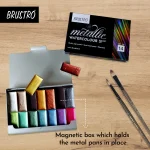 BRUSTRO Artist Metallic Watercolour Half Pans Set of 14 - Image 6