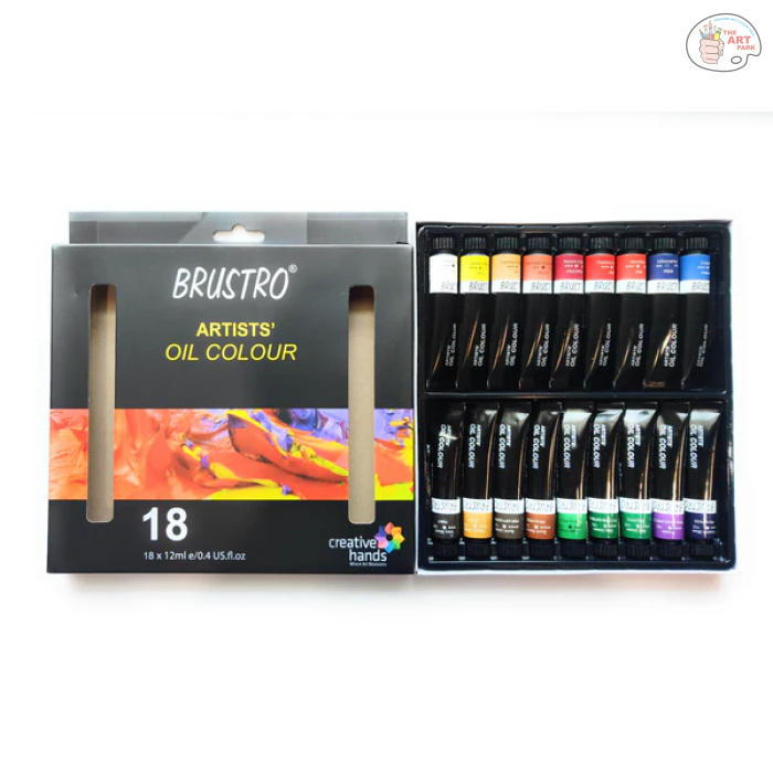BRUSTRO Artists’ Oil Colour Set of 18 Colours X 12ML Tubes - Image 4
