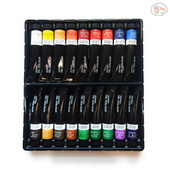 BRUSTRO Artists’ Oil Colour Set of 18 Colours X 12ML Tubes - Image 2