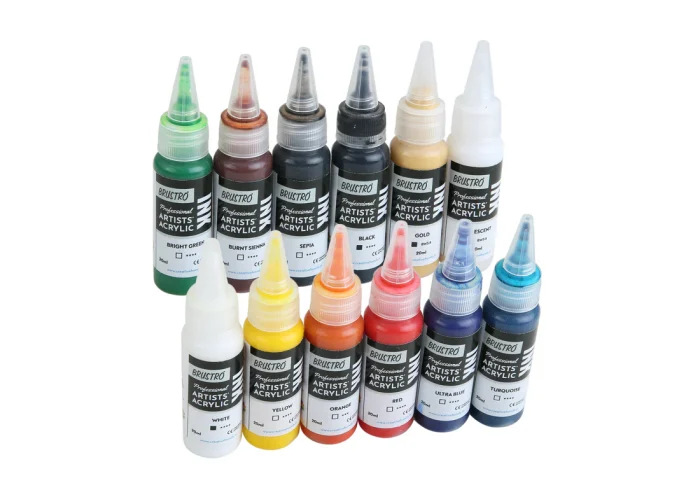 Brustro Professional Artists' Acrylic Ink Set of 12 x 20ml - Image 4