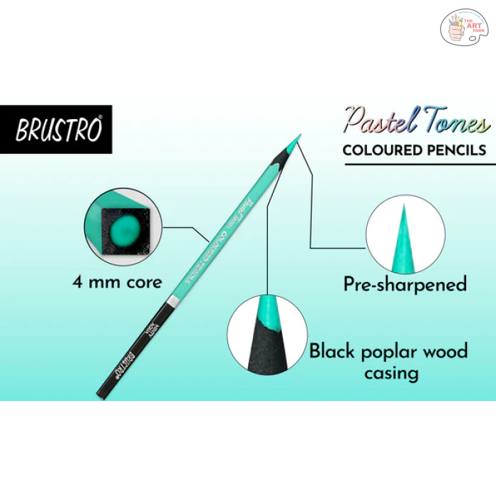 BRUSTRO Artists' Coloured Pencils Pastel Tone Set of 36 (in elegant tin box) - Image 2