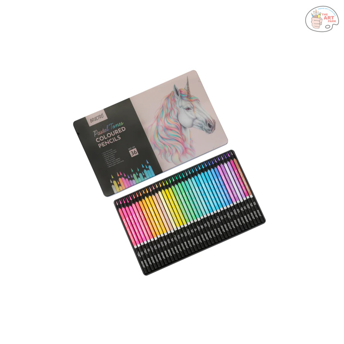 BRUSTRO Artists' Coloured Pencils Pastel Tone Set of 36 (in elegant tin box) - Image 3