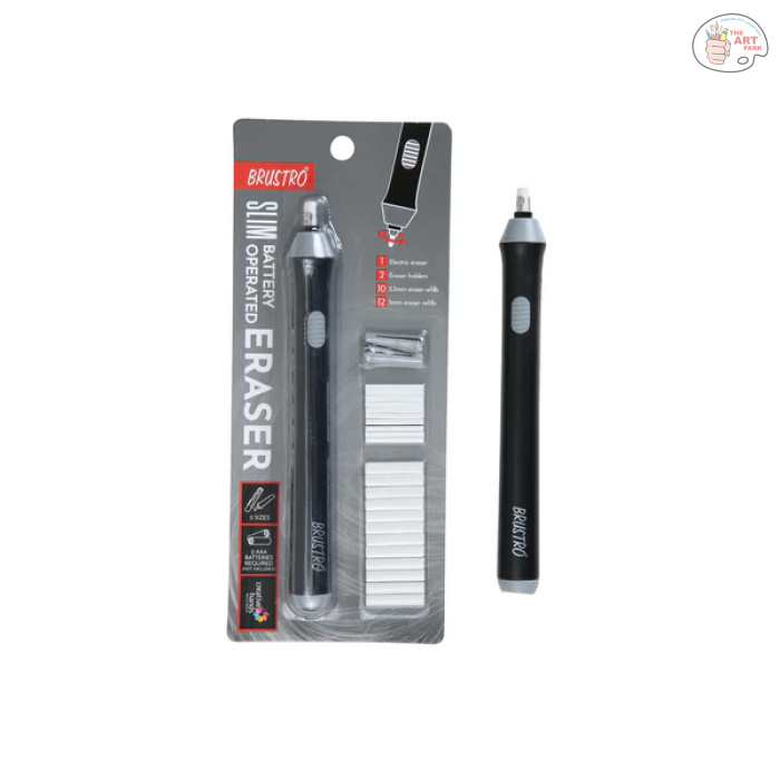 BRSBOE.1 - Copy Brustro Slim Battery Operated Automatic Eraser, with 22 Refills and 2 Eraser Holders - Image 1