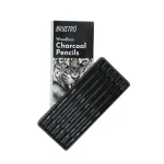 Brustro Woodless Charcoal Pencil Set of 6 (3 Soft, 2 Medium, 1 Hard)