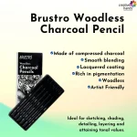 Brustro Woodless Charcoal Pencil Set of 6 (3 Soft, 2 Medium, 1 Hard) - Image 4