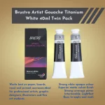 BRUSTRO Artist Gouache Titanium White 40ml (Pack of 2) - Image 4