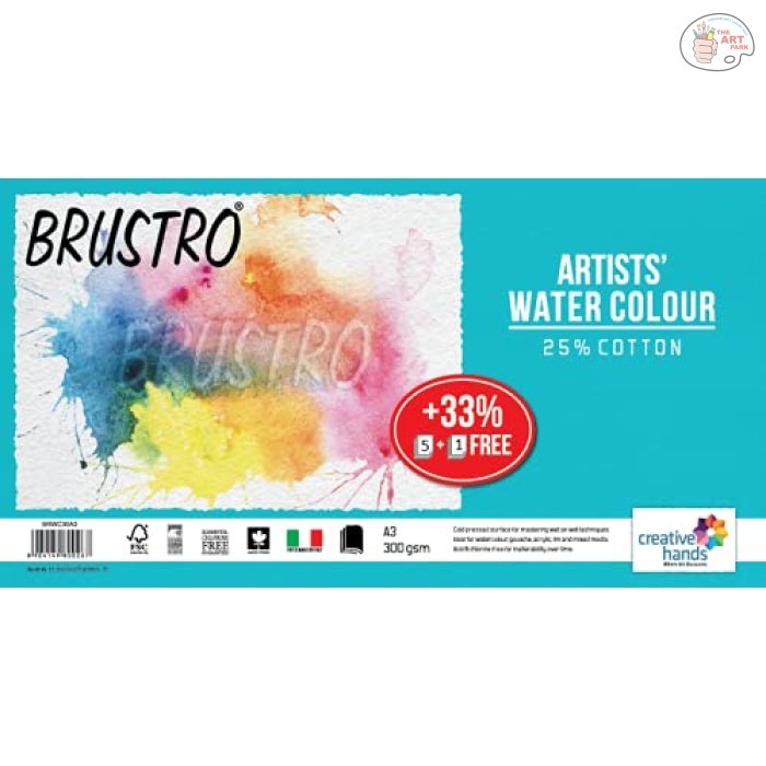 Brustro Artists Watercolour Paper, 300 GSM, A3-25% Cotton, Cold Pressed, 5+1 Sheet - Image 4