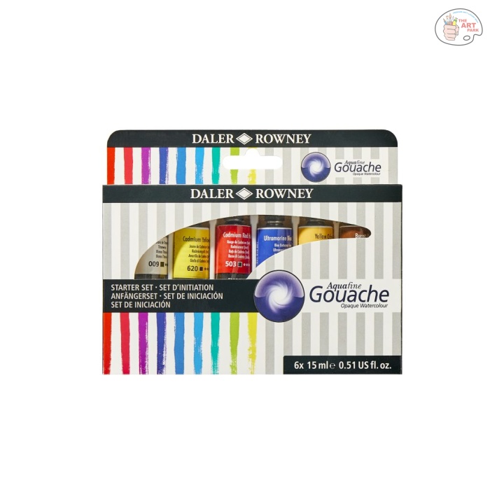 Daler Rowney Aquafine Gouache Paint Starter - Set of 6 (15ml) - Image 2