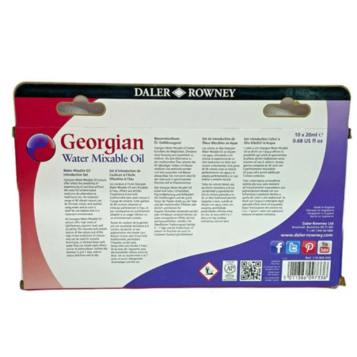 Daler-Rowney Georgian Water Mixable Oil Colour Intro Set Tubes 10x20ml - Image 2