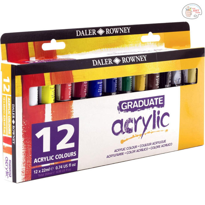 DALER & ROWNEY GRADUATE ACRYLIC COLOUR SET 12 x 22 ML - Image 4