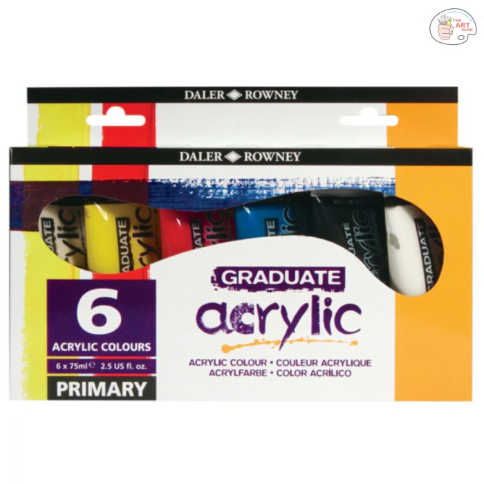 Daler & Rowney Georgian Studio Oil Colour Set (6 Shadesx22 ml) (26) Daler-Rowney Graduate Acrylic Colour Paint Tube Primary Set (6x75 ml) - Image 1