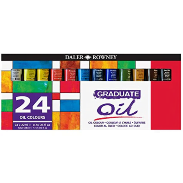 Daler & Rowney Georgian Studio Oil Colour Set (6 Shadesx22 ml) (33) Daler-Rowney Graduate Oil Colour Paint Metal Tube Set (24x22ml) - Image 1