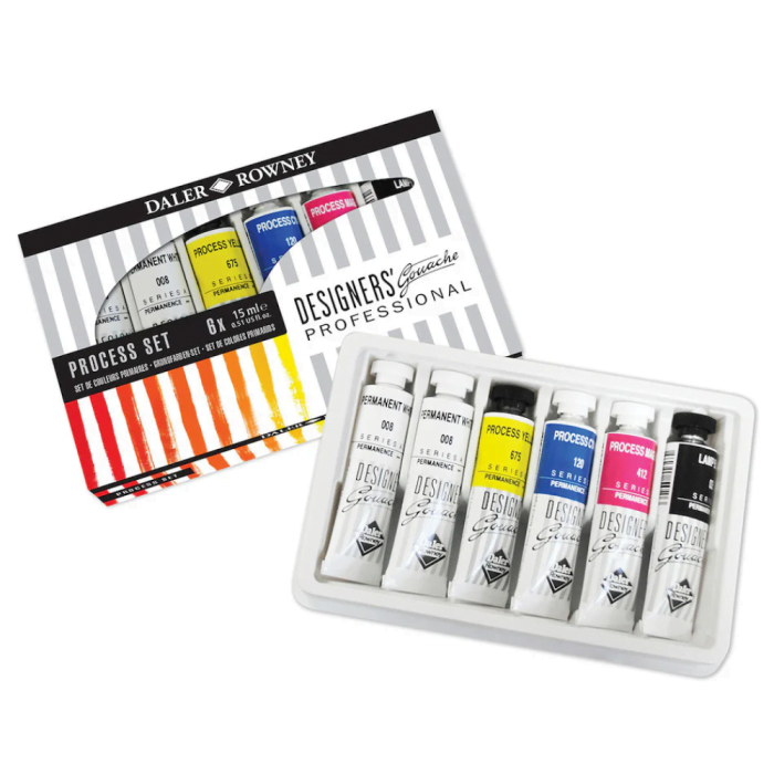 Daler & Rowney Georgian Studio Oil Colour Set (6 Shadesx22 ml) (38) Daler-Rowney Designers Gouache Paint 15ml Starter Process Set of 6 - Image 1
