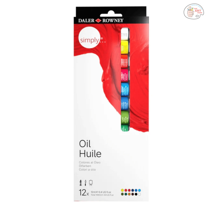 Daler & Rowney Georgian Studio Oil Colour Set (6 Shadesx22 ml) (49) Daler-Rowney Simply Oil Color Tube Set (12 Tubes x 12ml) - Image 1