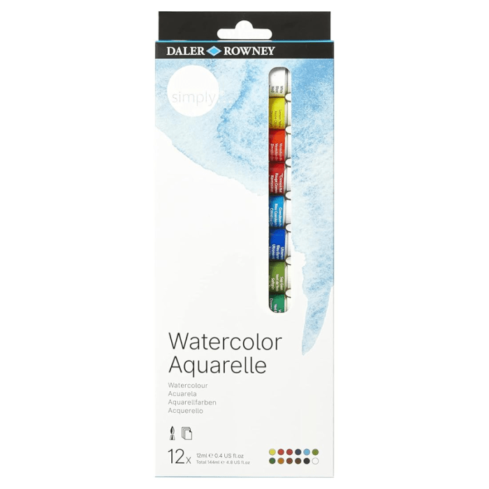 Daler & Rowney Georgian Studio Oil Colour Set (6 Shadesx22 ml) (55) Daler Rowney Simply Watercolour Paint Set 12 x 12ml - Image 1