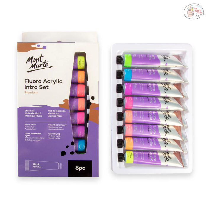 MONT MARTE Fluoro Acrylic Paint Intro Set Premium 8pc x 18ml (0.6 US fl.oz) - Image 3