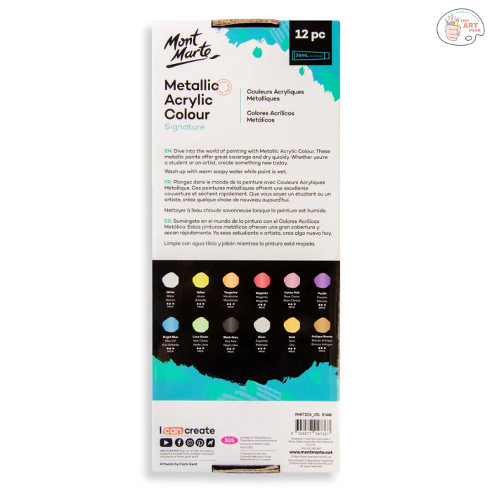 MONT MARTE Metallic Acrylic Colour Paint Set Signature 12pc x 36ml (1.2 US fl.oz) - Image 7