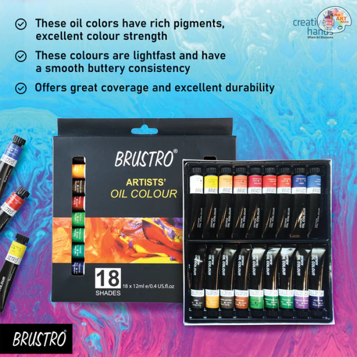 BRUSTRO Artists’ Oil Colour Set of 18 Colours X 12ML Tubes - Image 7