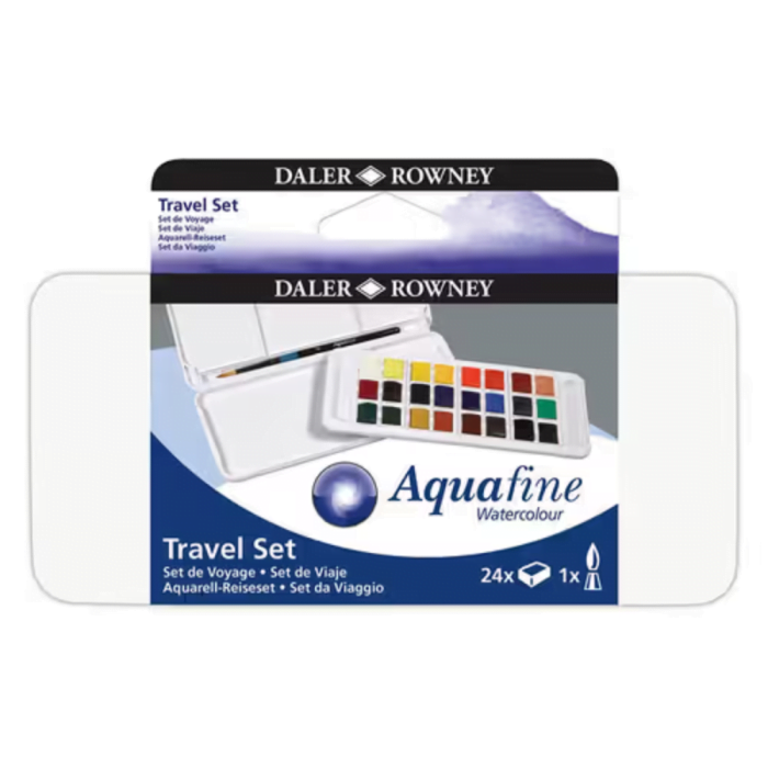 Untitled design (10) Daler Rowney Aquafine Watercolour cakes 24 Half Pan Set - Image 1