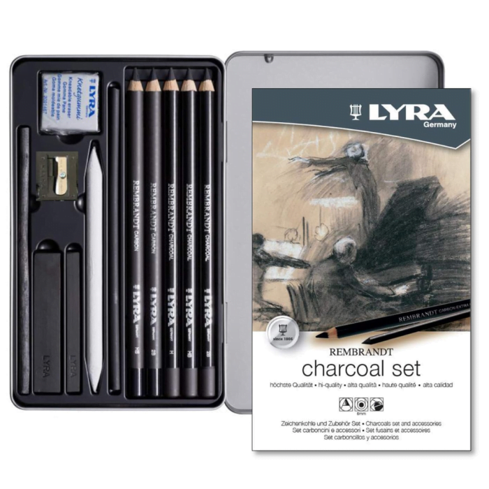 Untitled design (10) LYRA Rembrandt Charcoal Set 11 Pcs Metal Box - Image 1