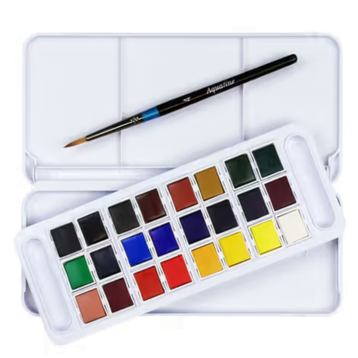 Daler Rowney Aquafine Watercolour cakes 24 Half Pan Set - Image 2