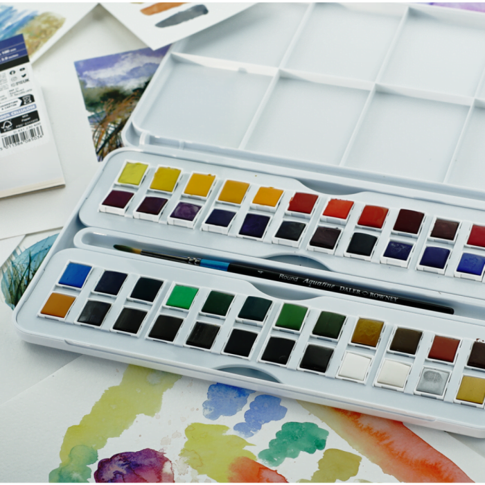 Daler Rowney Aquafine Watercolour cakes Studio Set of 48 - Image 2