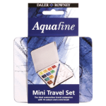 Daler-Rowney Aquafine Watercolour cakes Mini Travel Tin with 1 Brush & 1 Palette(10 Half Pans)