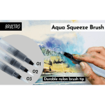 Brustro Aqua Squeeze Leak Proof Watercolor Brush Pen Flat – Assorted (Small ,Medium & Large Tips) - Image 4