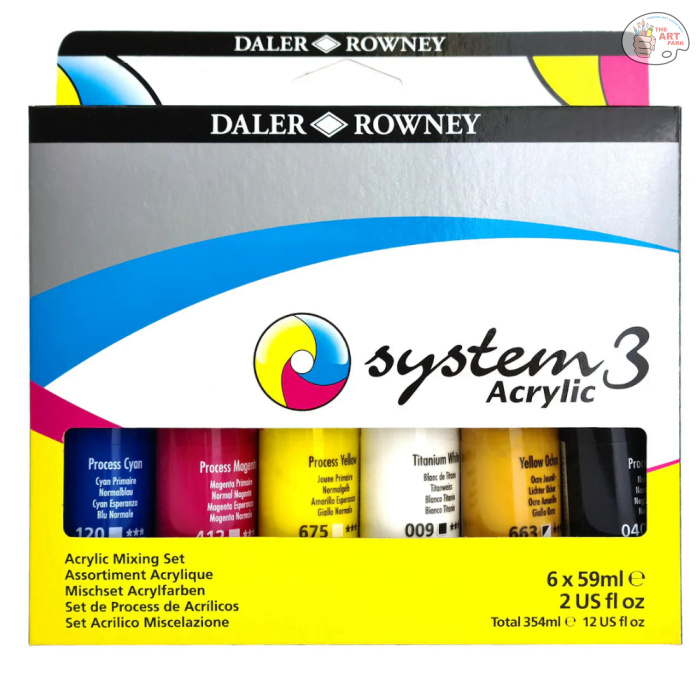 Untitled design (40) Daler-Rowney System3 Acrylic Process Mixing Set - 6 x 59ml - Image 1
